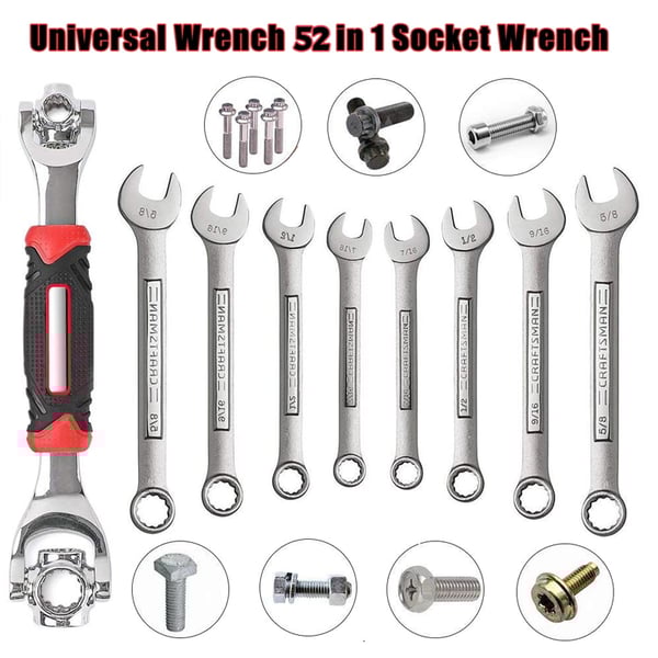Universal Wrench 52 in 1 Socket Wrench Tool with Multifunction 360 Degree Rotating Head