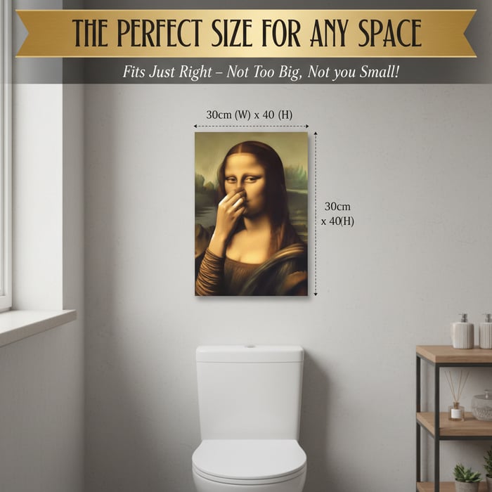Holding Nose Bathroom Canvas Art（Frame not included）