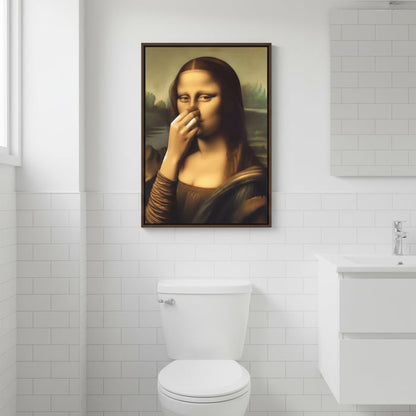 Holding Nose Bathroom Canvas Art（Frame not included）