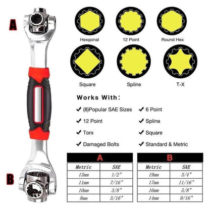 Universal Wrench 52 in 1 Socket Wrench Tool with Multifunction 360 Degree Rotating Head
