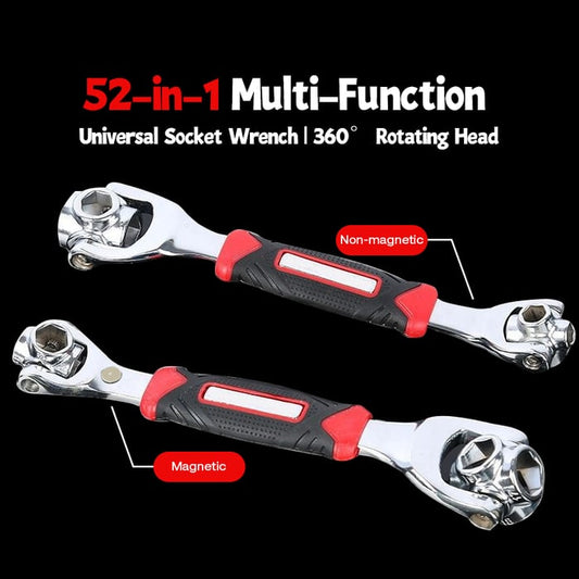Universal Wrench 52 in 1 Socket Wrench Tool with Multifunction 360 Degree Rotating Head