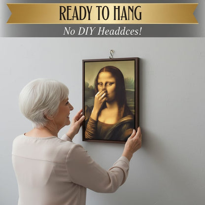 Holding Nose Bathroom Canvas Art（Frame not included）
