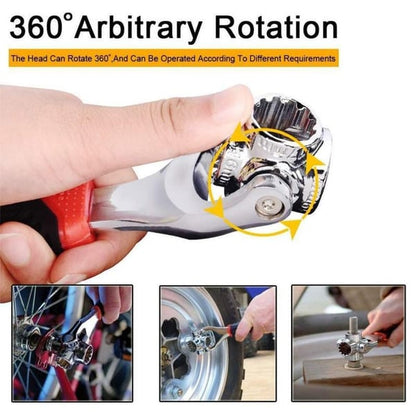 Universal Wrench 52 in 1 Socket Wrench Tool with Multifunction 360 Degree Rotating Head