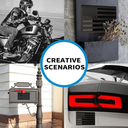 3D All-Black American Flag Emblem Decal